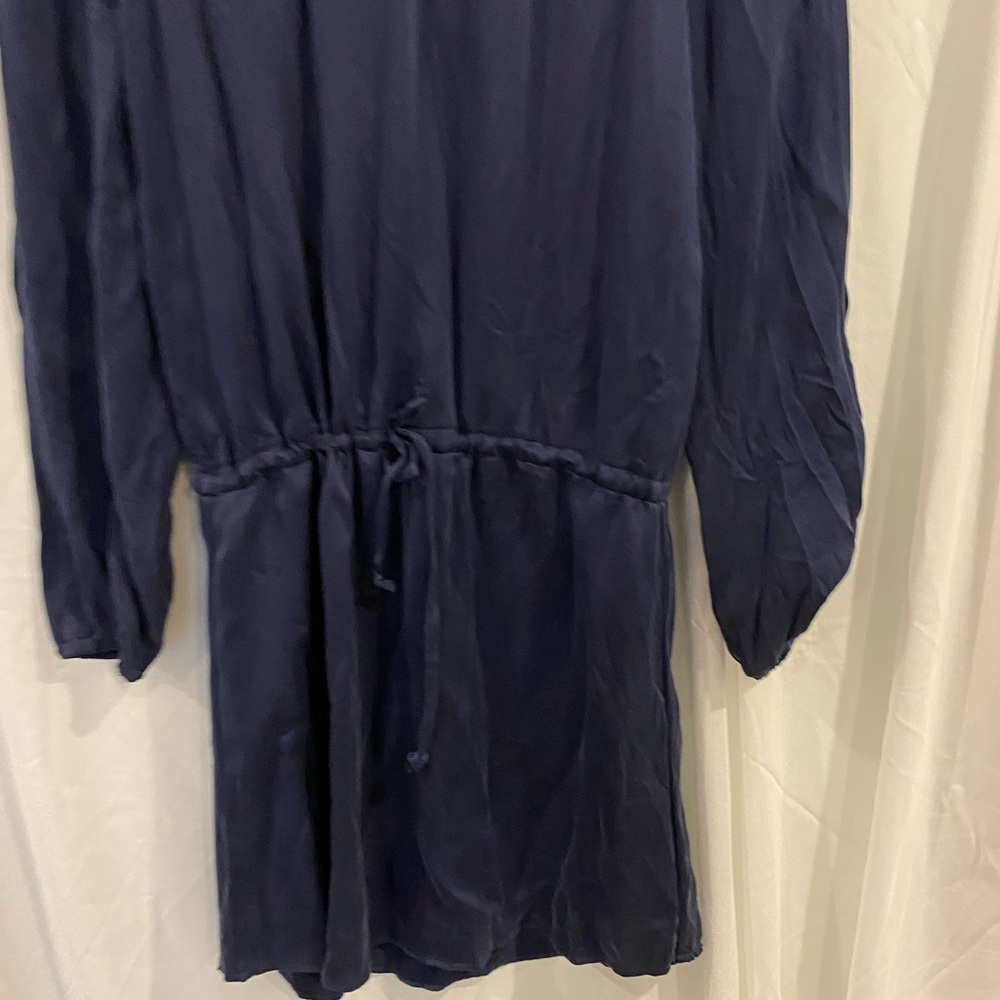 Navy Blue Dress, cut out arm detail, off the shoulder and cinched waist